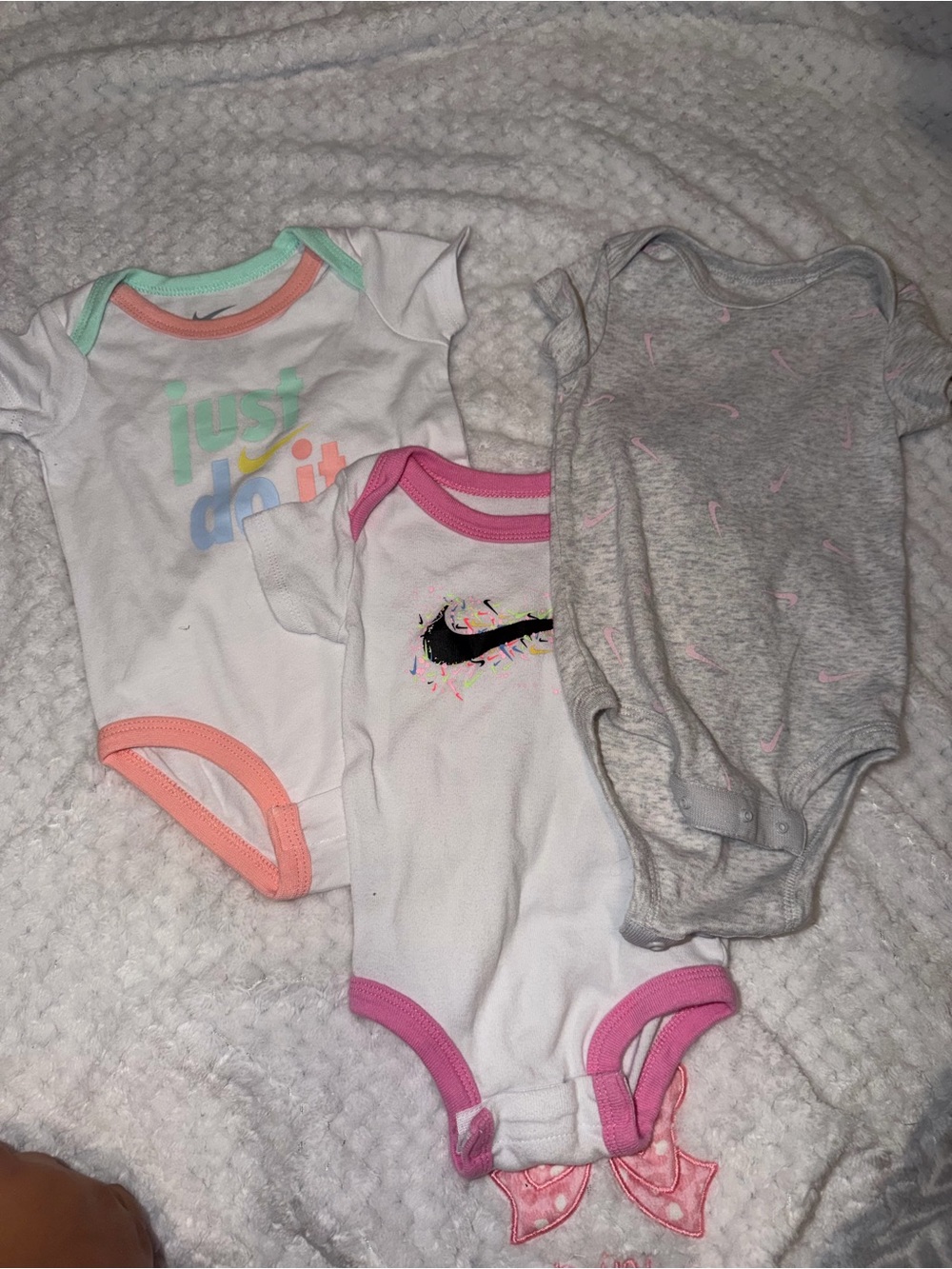 Nike Baby Girls White, Gray & Multicolor Short-Sleeve Onesies - 3-Pack